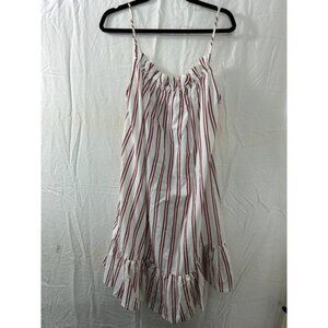 Suzanne Betro Dress Red/White Striped Ruffle-Hem Adjustable Sleeveless Sz 1X